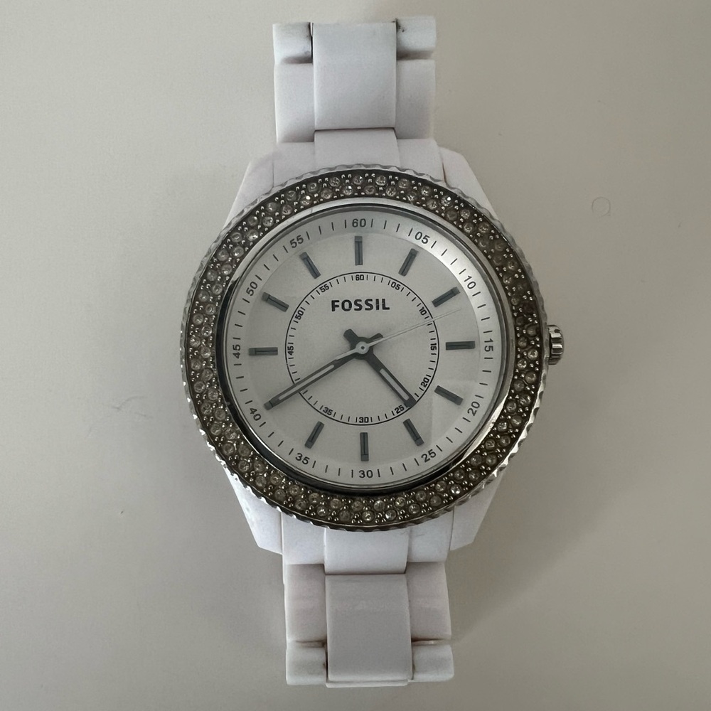 Fossil White and Silver Watch